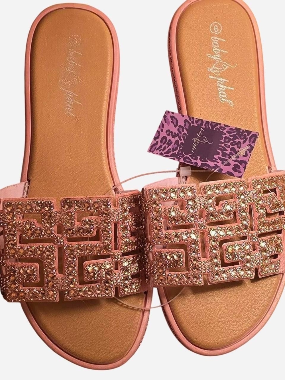Velvet Pink Embellished Slide Sandals